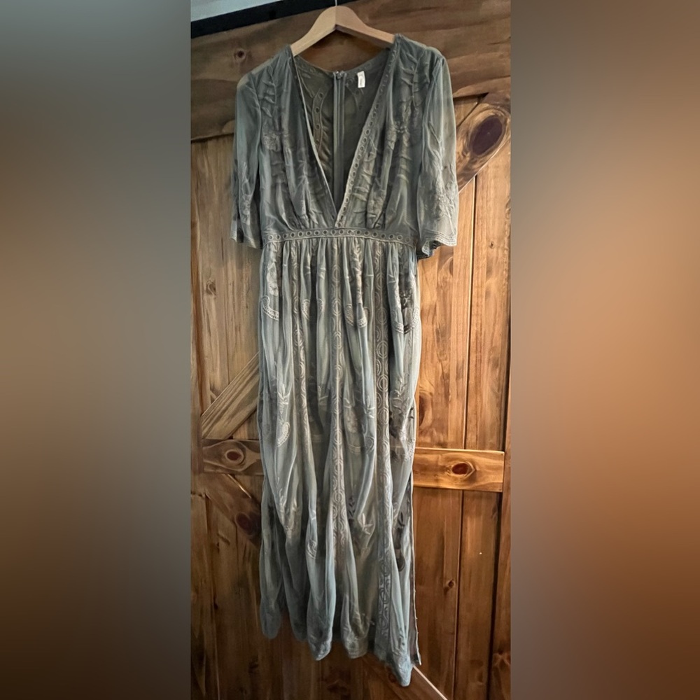 Free People Sheer Olive Dress - Picture 3 of 6